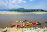 The Golden Triangle designates the confluence of the Ruak River and the Mekong River; the junction of Thailand, Laos and Myanmar.
The Mekong is the world's 10th-longest river and the 7th-longest in Asia. Its estimated length is 4,909 km (3,050 mi)  and it drains an area of 795,000 km2 (307,000 sq mi), discharging 475 km3 (114 cu mi) of water annually.
From the Tibetan Plateau the Mekong runs through China's Yunnan province, Burma, Laos, Thailand, Cambodia and Vietnam.